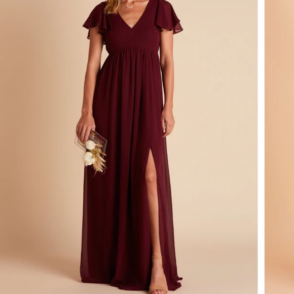 Birdy Grey Dresses & Skirts - Birdy Grey Hannah Empire Cabernet Flutter Sleeve Maxi Dress
